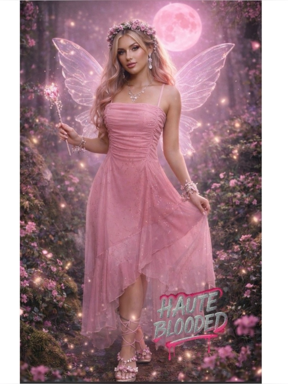 Taboo Dress Vtg 90s Pink Glitter Kawaii Fairy Barbie y2k Coquette Ballet McBling - Picture 6 of 15